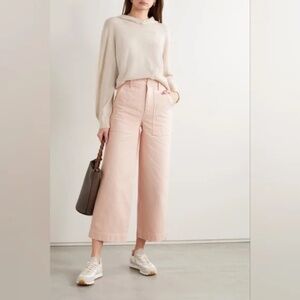 Alex Mill Patrick high rise wide leg cropped pink jeans-4
